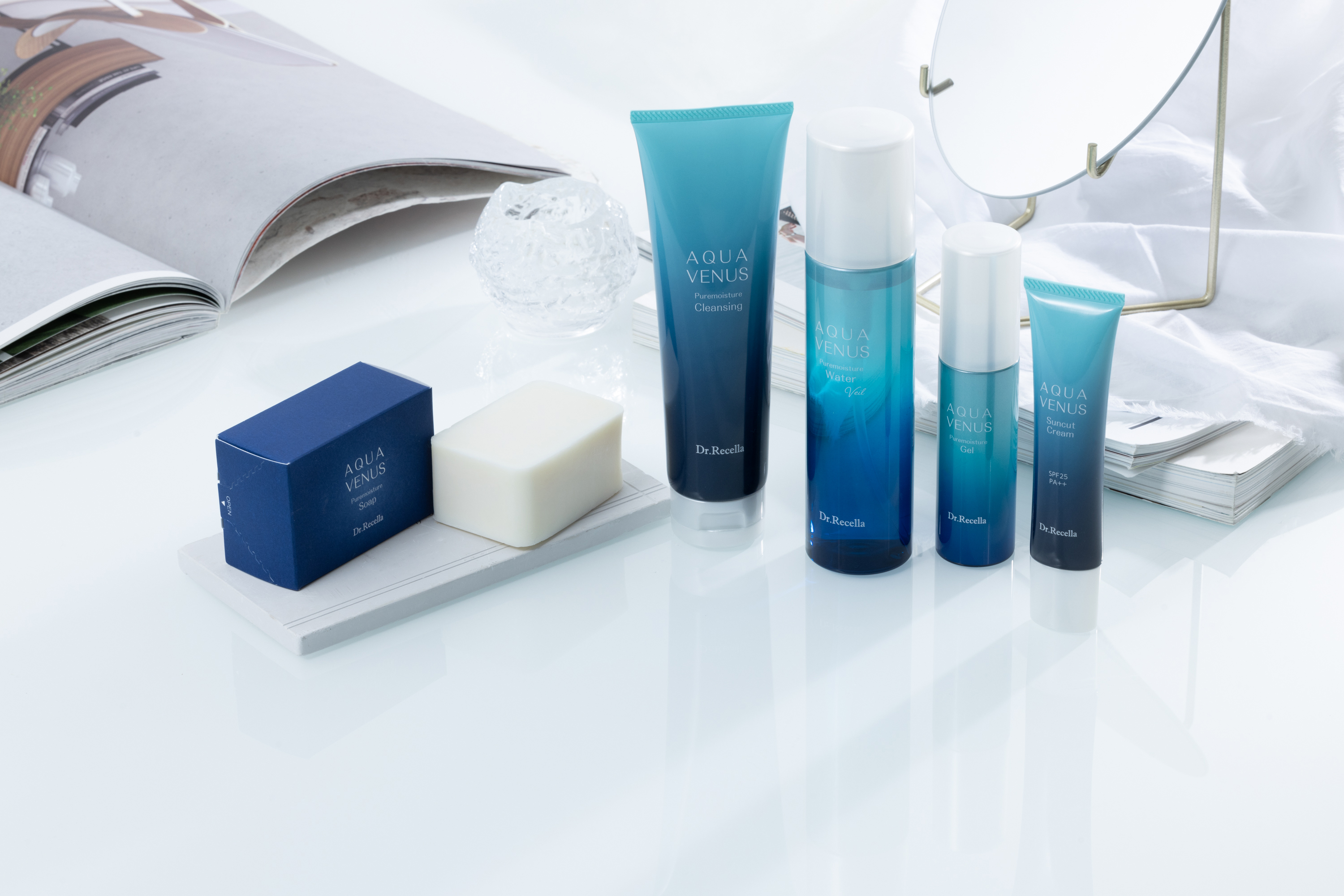 ドクターリセラのスキンケア「アクアヴィーナス」シリーズの製品ラインナップ