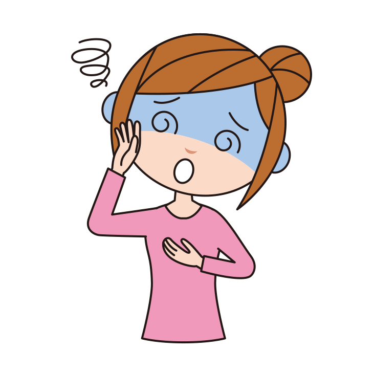 極端な置き換えダイエットで元気をなくし、ふらついている女性のイラスト。
