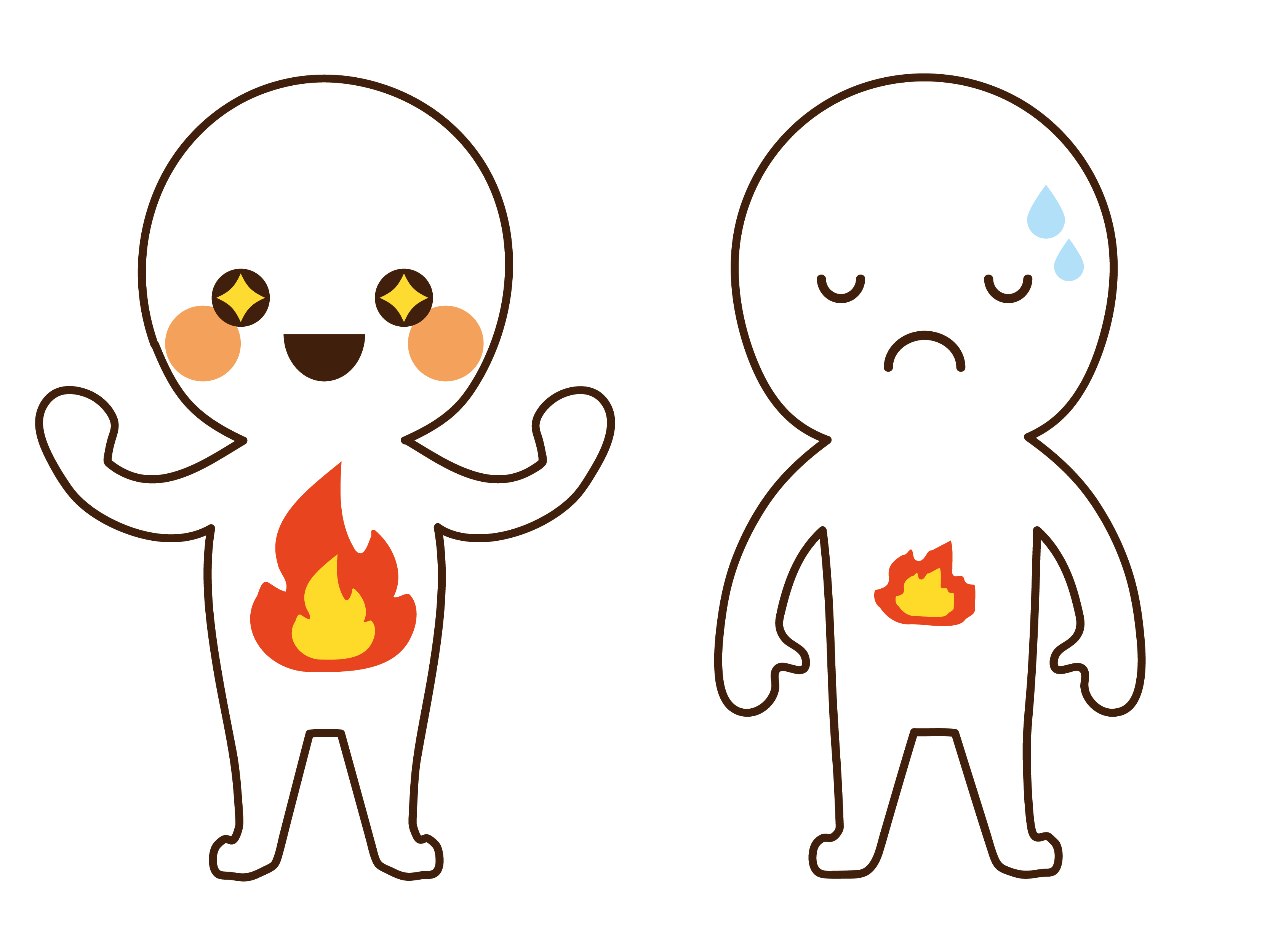 基礎代謝の状態による体への影響の対比イラスト