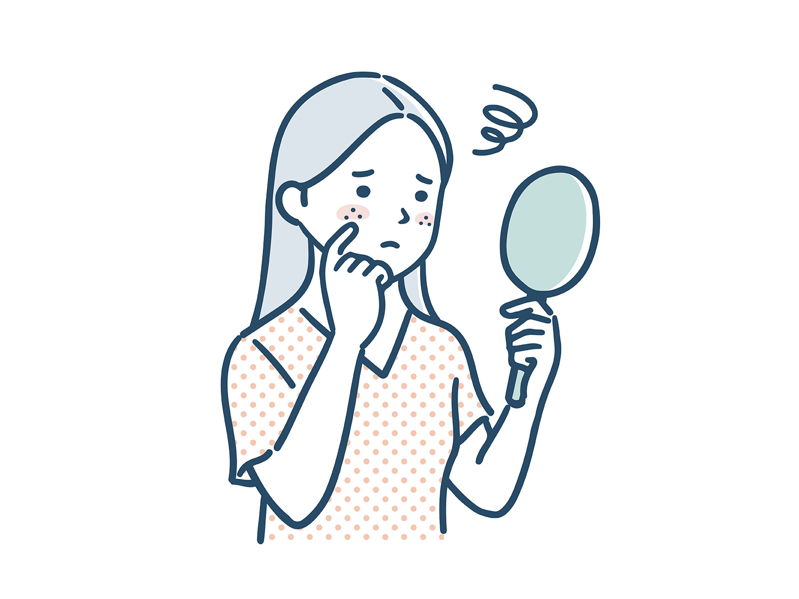 肌のコンディションやカサつきに悩む女性のイラスト