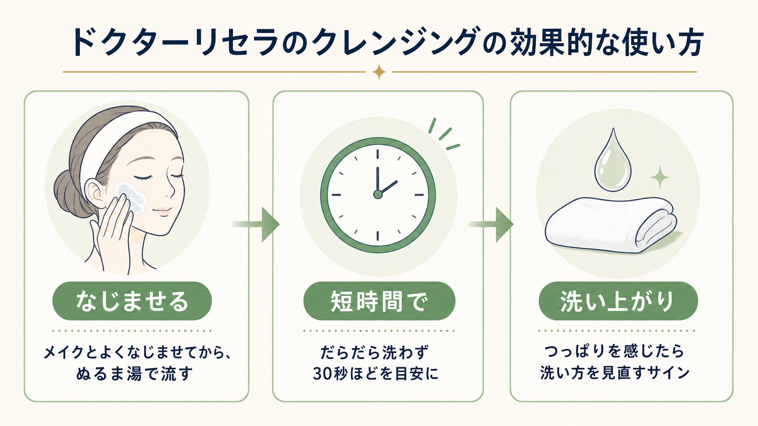 クレンジングの効果的な使い方を解説するイメージ