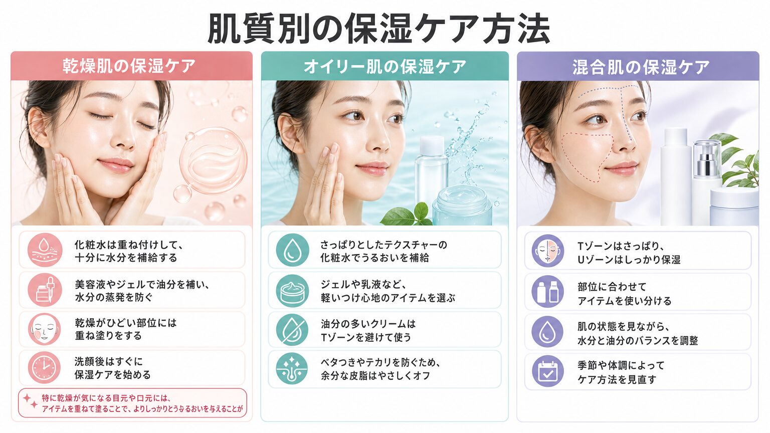 肌質別の保湿ケア方法