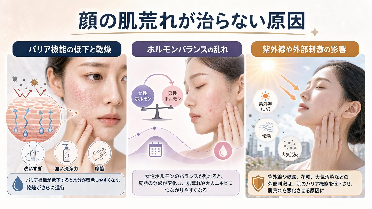顔の肌荒れが治らない原因