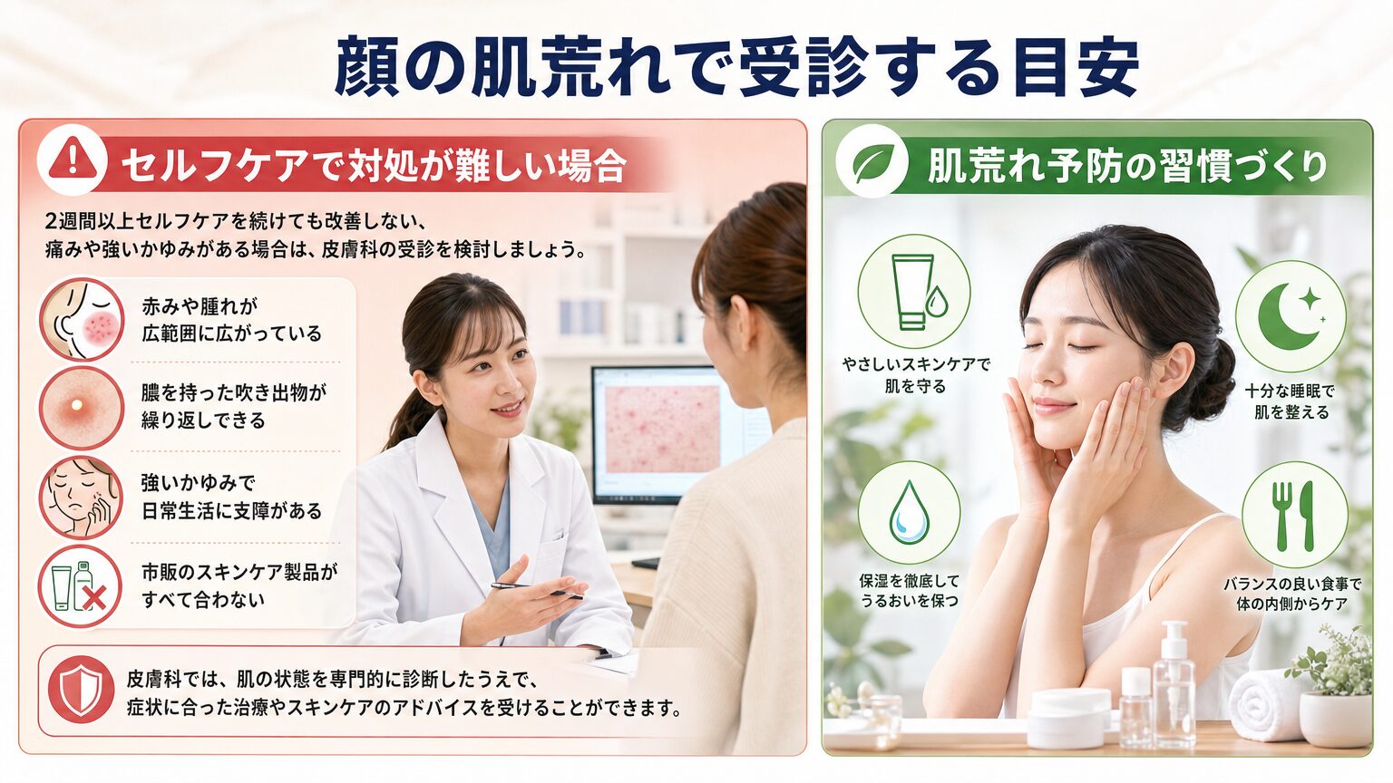 顔の肌荒れで受診する目安