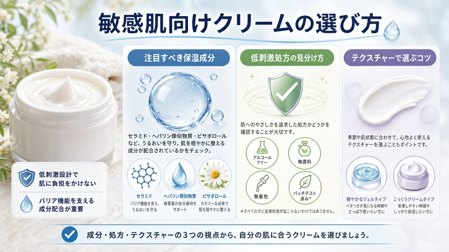 敏感肌向けクリームの選び方