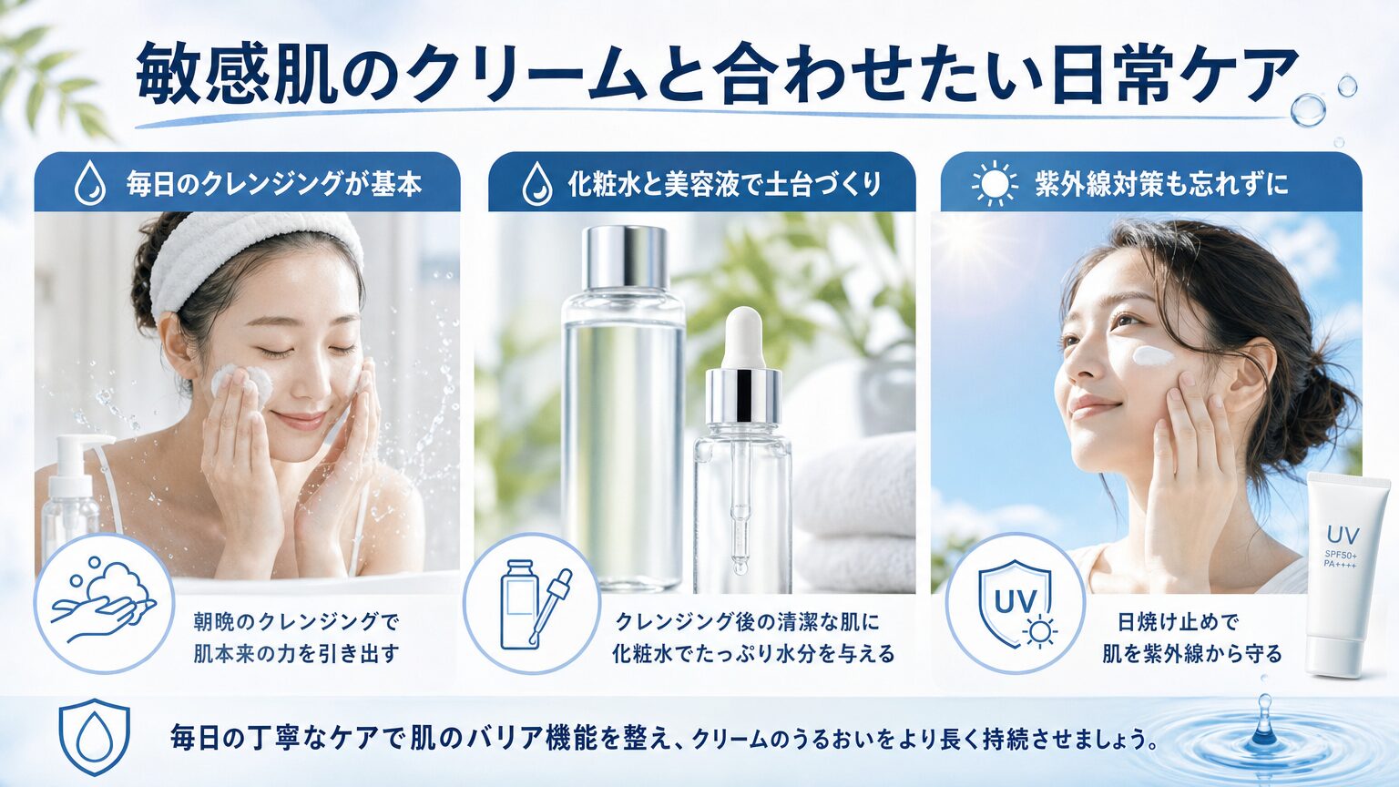 敏感肌のクリームと合わせたい日常ケア