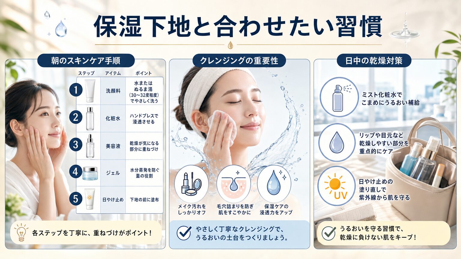 保湿下地と合わせたい習慣