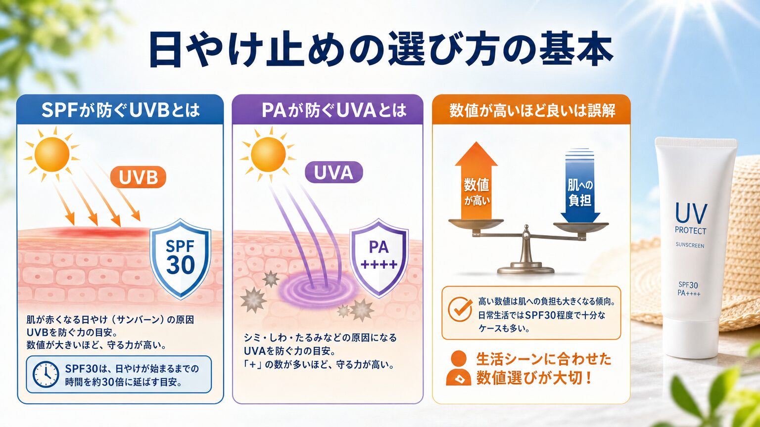日やけ止めの選び方の基本