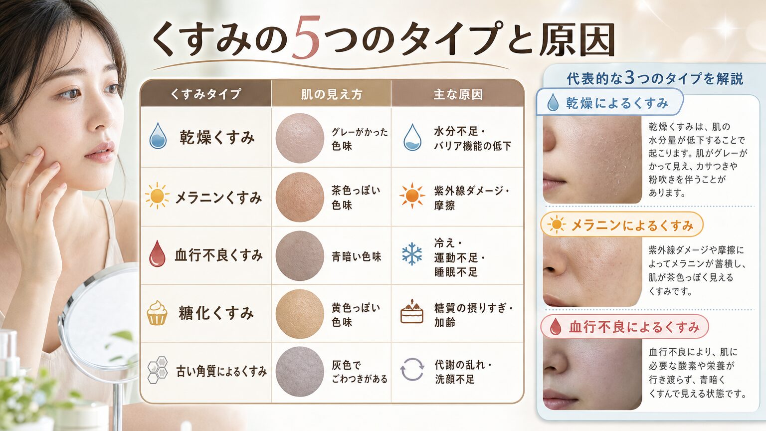 くすみの5つのタイプと原因
