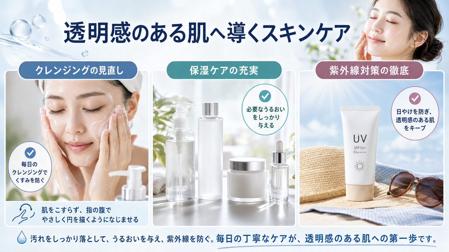 透明感のある肌へ導くスキンケア