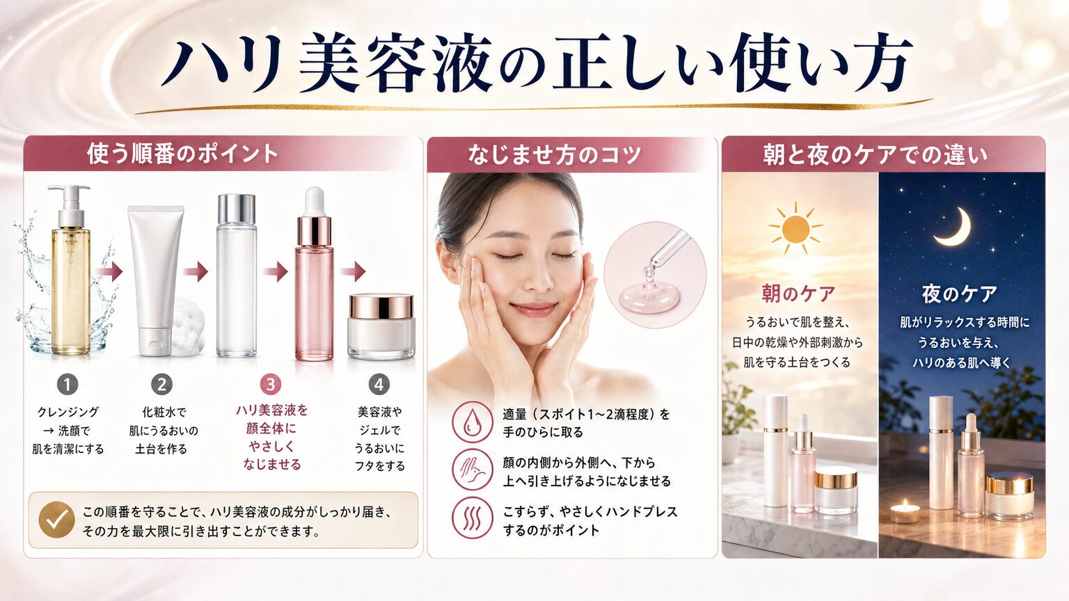 ハリ美容液の正しい使い方