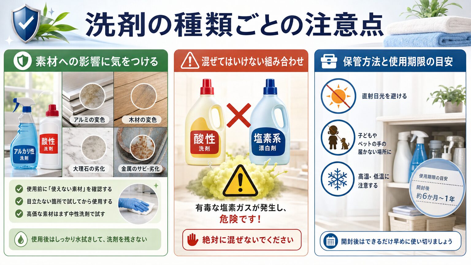 洗剤の種類ごとの注意点