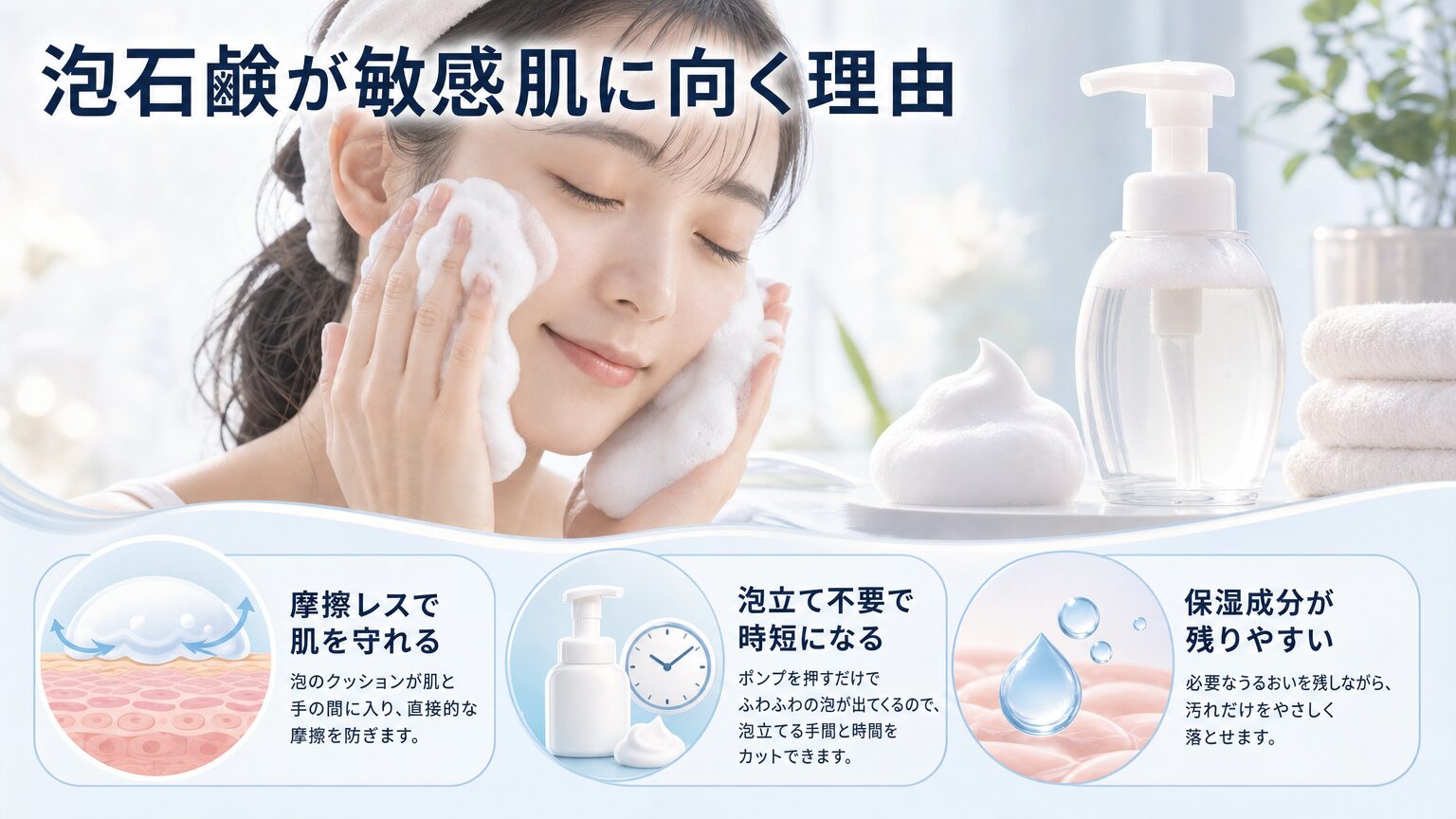 泡石鹸が敏感肌に向く理由